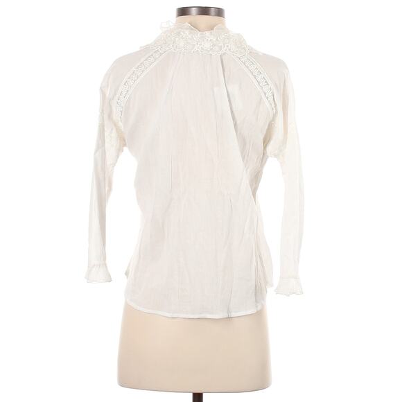 CHASING UNICORNS Dream A Little Dream Of Me button up white ruffle blouse Sz XS - Picture 2 of 7